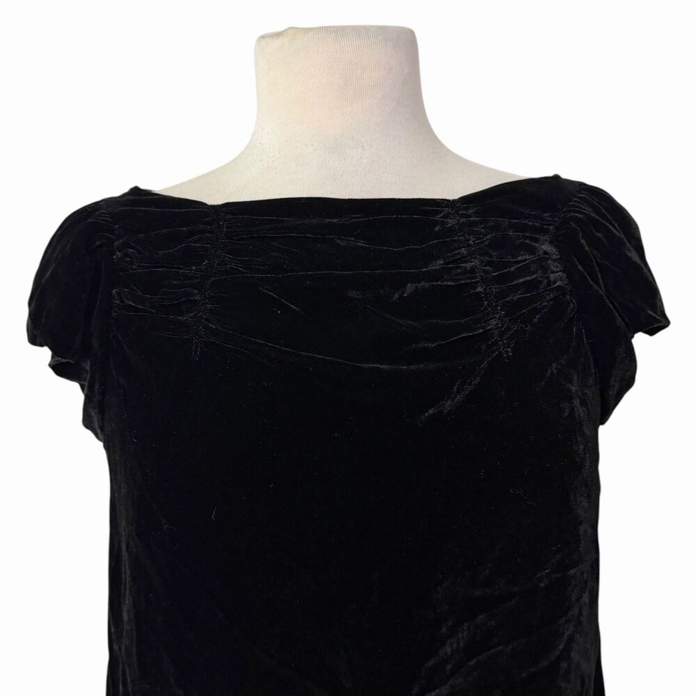 Marc by Marc Jacobs Black Velvet Whimsigoth Balletcore Ruched Bubble Top XS - Picture 2 of 8
